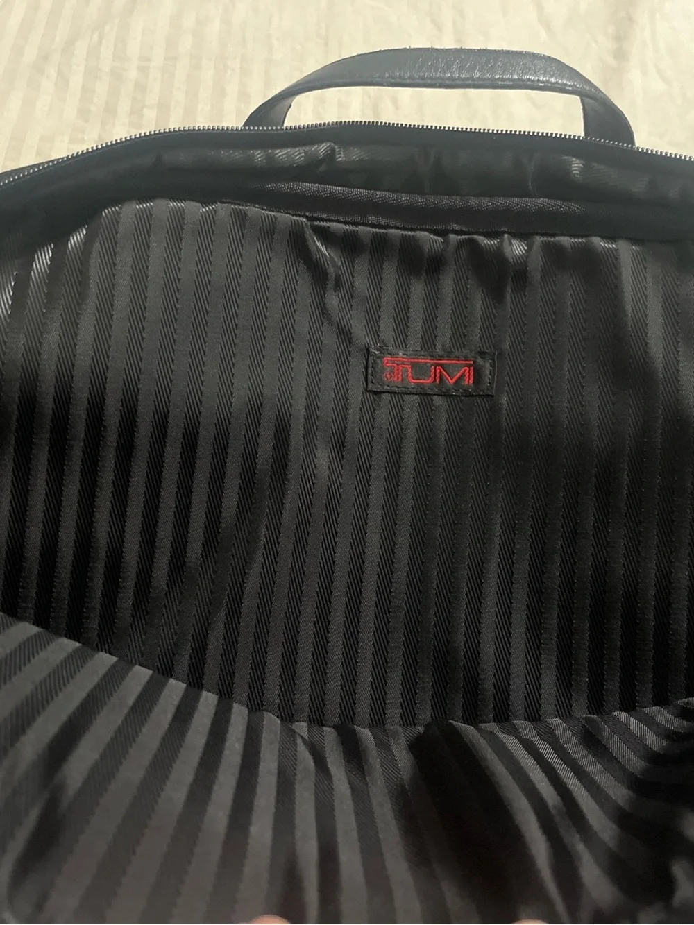 Tumi Black Nylon Laptop Briefcase with Leather Trim